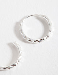 Sterling Silver 1.2cm Textured Hoop Earrings - link has visual effect only