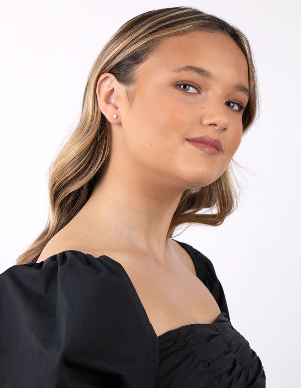 Gold Plated Sterling Silver Cubic Zirconia 1/4 Carat Stud Earrings