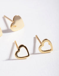 Gold Plated Sterling Silver Heart Stud Earring Pack - link has visual effect only