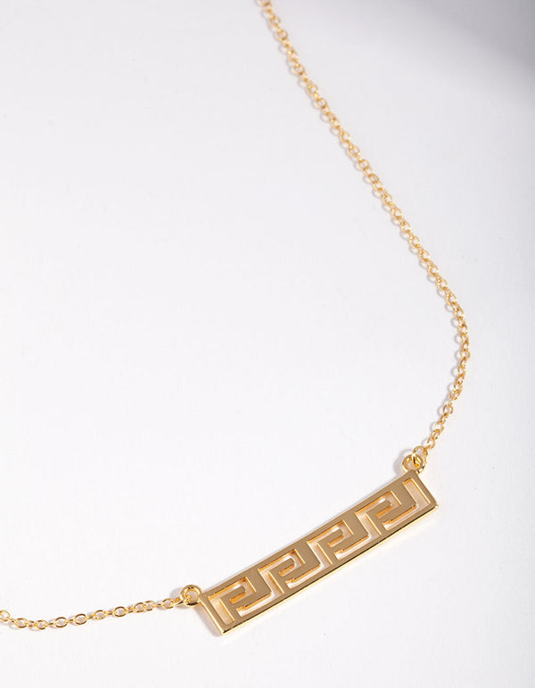 Gold Plated Sterling Silver Geometric Bar Necklace