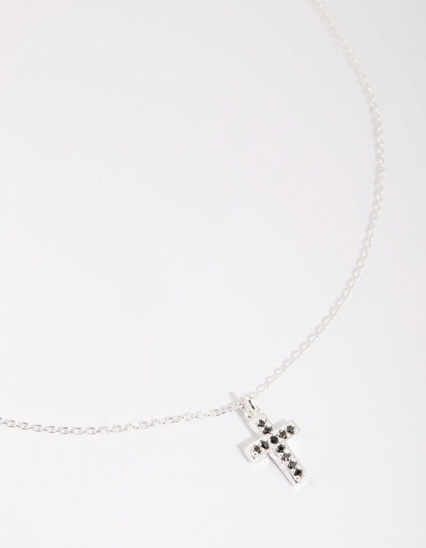 Sterling Silver Cubic Zirconia Pave Cross Necklace