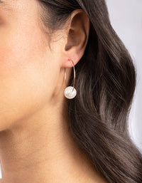 Gold Single Pearl Hoop Earrings - link has visual effect only