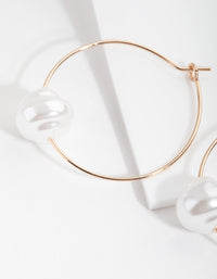 Gold Single Pearl Hoop Earrings - link has visual effect only