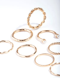 Gold Wave & Pearl Midi Ring 9-Pack - link has visual effect only