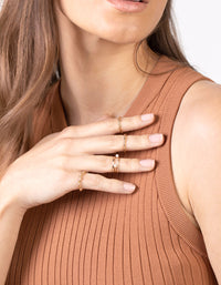 Gold Wave & Pearl Midi Ring 9-Pack - link has visual effect only