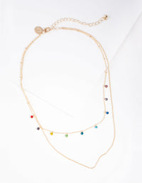 Gold Mini Rainbow Diamante Layered Necklace - link has visual effect only