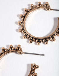 Antique Gold Bohemian Bead Hoop Earrings - link has visual effect only