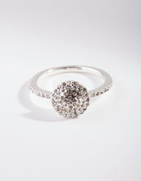 Silver Diamante Round Ring - link has visual effect only