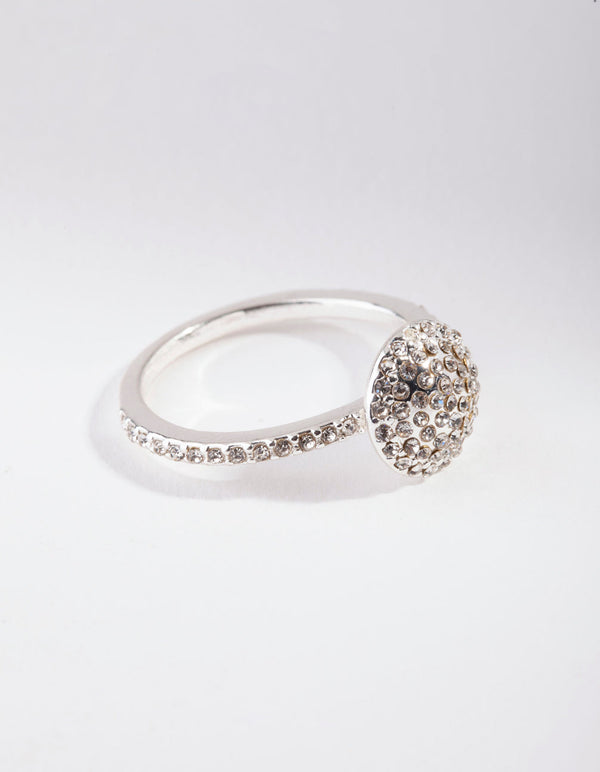 Silver Diamante Round Ring