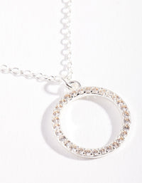 Sterling Silver Pave Open Circle Necklace - link has visual effect only