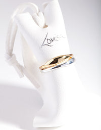 Silver & Gold Plated Wave Band Ring Set - link has visual effect only