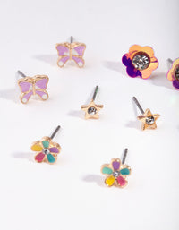 Kids Gold Flower Garden Stud Earring 6-Pack - link has visual effect only