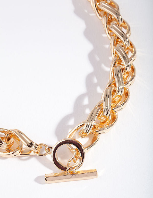 Gold Twist Link Chain T & O Necklace