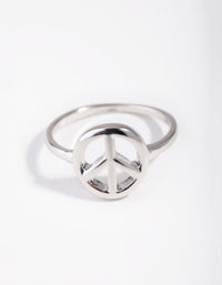 Rhodium Peace Sign Ring - link has visual effect only