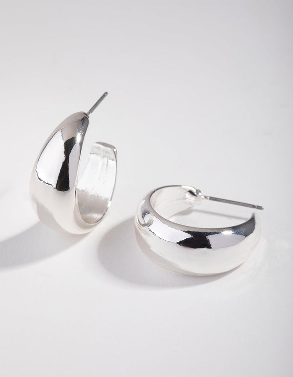 Silver Rounded Hoop Earrings - Lovisa