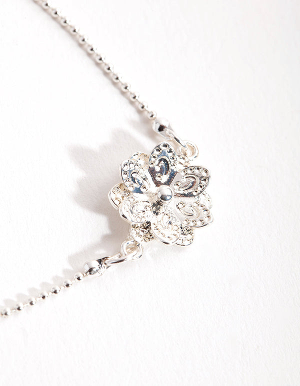 Silver Crystal Flower Bracelet Pack