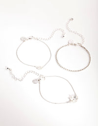 Silver Crystal Flower Bracelet Pack - link has visual effect only