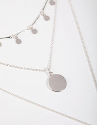 Silver Fine Drop & Bar 3-Row Necklace - link has visual effect only