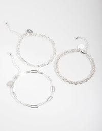 Silver Statement Mixed Chain Pack Bracelet - link has visual effect only