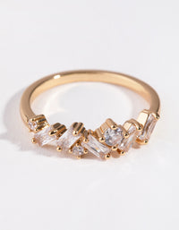 Cubic Zirconia Gold Cluster Row Ring - link has visual effect only
