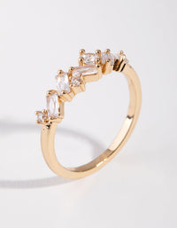 Cubic Zirconia Gold Cluster Row Ring - link has visual effect only