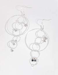Silver Circle Star Drop Earrings - link has visual effect only