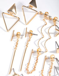 Gold Mix Geometric Shapes 16-Pack Earring - link has visual effect only
