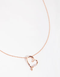 Sterling Silver Rose Gold Cubic Zirconia Open Heart Necklace - link has visual effect only