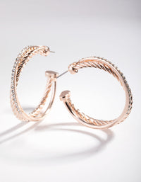 Rose Gold Double Cross Over Hoop Earrings - link has visual effect only