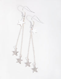 Silver Double Star Drop Earrings - link has visual effect only
