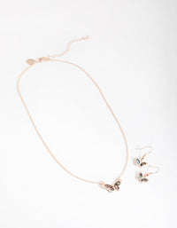 Rose Gold Marble Butterfly Earring & Necklace Set - link has visual effect only