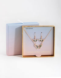 Rose Gold Marble Butterfly Earring & Necklace Set - link has visual effect only