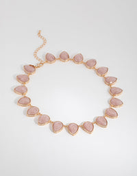 Gold & Blush Teardrop Facet Stone Necklace - link has visual effect only