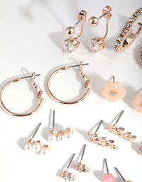 Rose Gold Flower & Pearl 16-Pack Earring - link has visual effect only