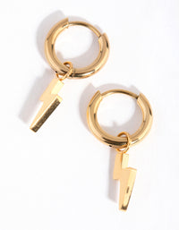 24 Carat Gold Plated Titanium Lightning Huggie Earrings - link has visual effect only