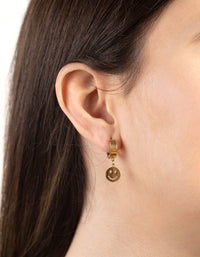 24 Carat Gold Plated Titanium Smile Huggie Earrings - link has visual effect only