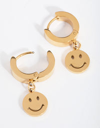 24 Carat Gold Plated Titanium Smile Huggie Earrings - link has visual effect only