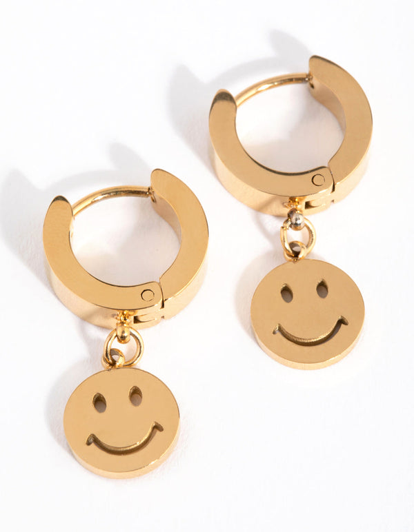 24 Carat Gold Plated Titanium Smile Huggie Earrings