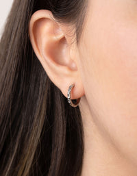 Titanium Diamante Huggie Earrings - link has visual effect only
