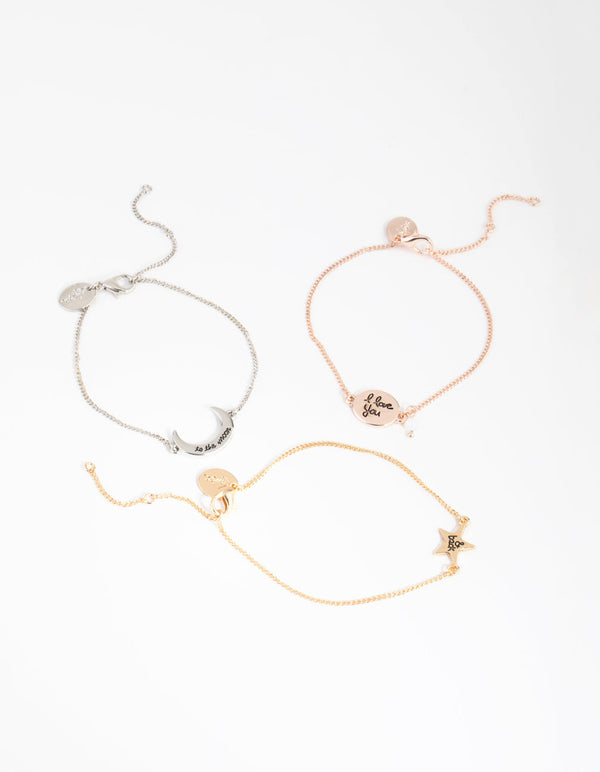 Mixed Metal Love to the Moon Bracelet Pack
