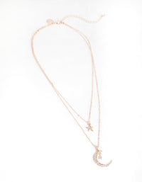 Rose Gold Diamante Moon & Star Necklace - link has visual effect only