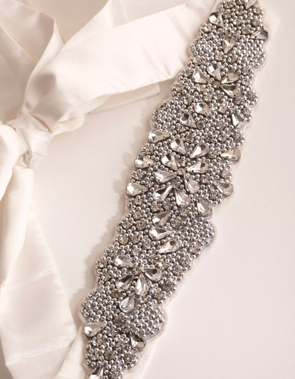 Embossed Crystal Beaded Sash