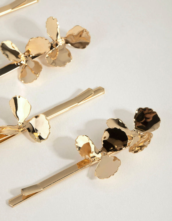 Gold Flower Hair Slides