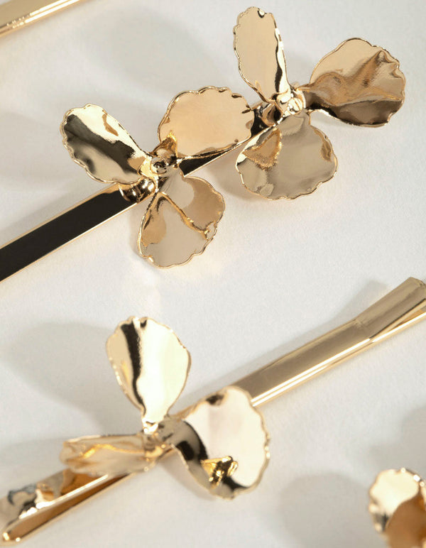 Gold Flower Hair Slides