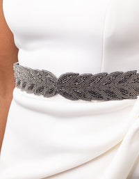 Beaded Leaf Detailed Grey Sash - link has visual effect only