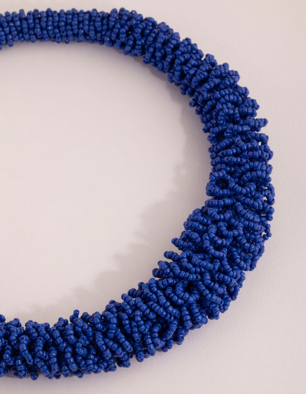 Cobalt Seed Bead Collar Necklace
