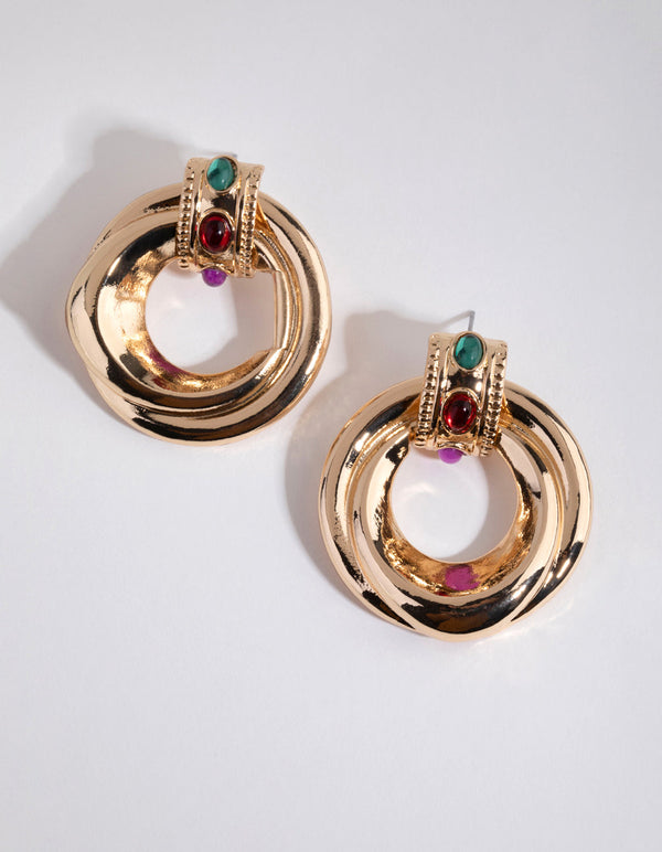 Gold Chunky Round Statement Earrings