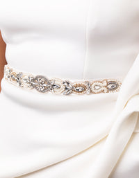 Embossed Beaded Detail Satin Belt - link has visual effect only