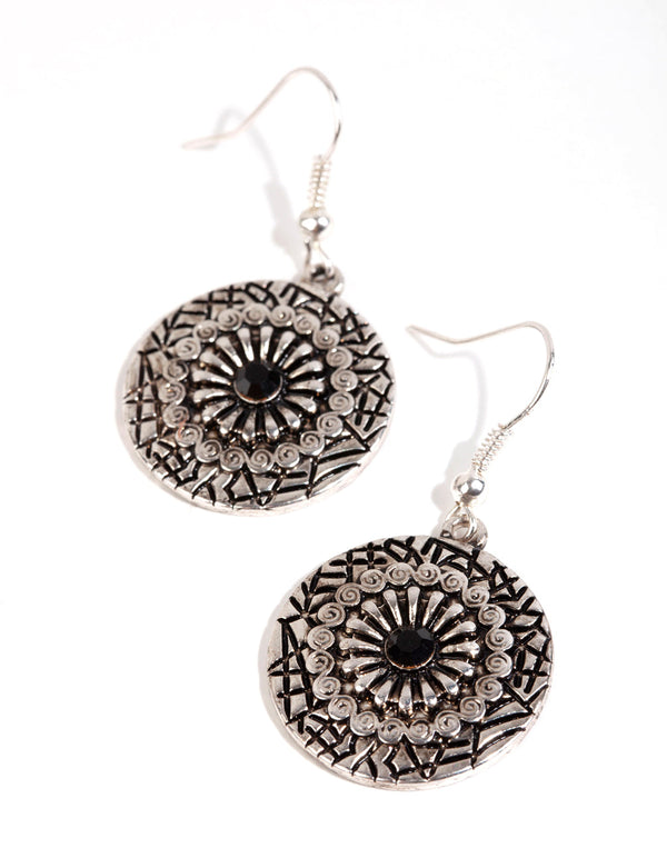 Antique Silver Swirled Coin Earrings