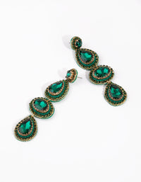 Green Statement Jewel Drop Earrings - link has visual effect only
